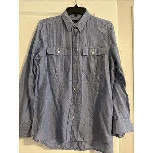 Banana Republic Ladies Size M Blue Cotton Lyocell Button Up Shirt